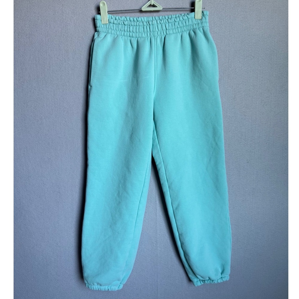 Athleta Girl Joggers Girls M 8-10 Teal Fleece High Rise Sweatpants Lounge Cozy